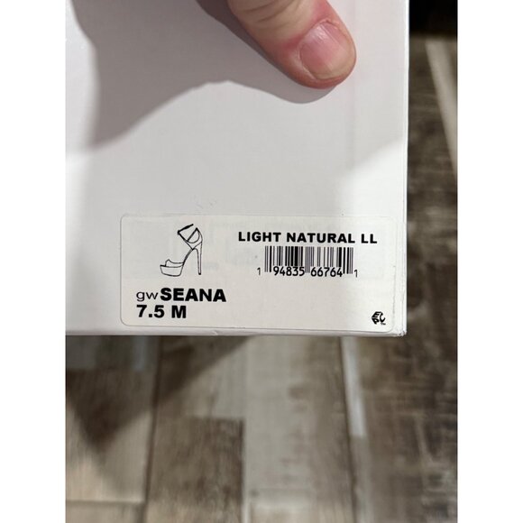 Guess Seana Platform Sandle In Rose Gold Size 7 1/2 4.5in Heel - Picture 7 of 7